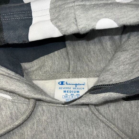 Champion Reverse Weave Hoodie Size Medium Gray Blue Camo Pullover - Picture 7 of 9